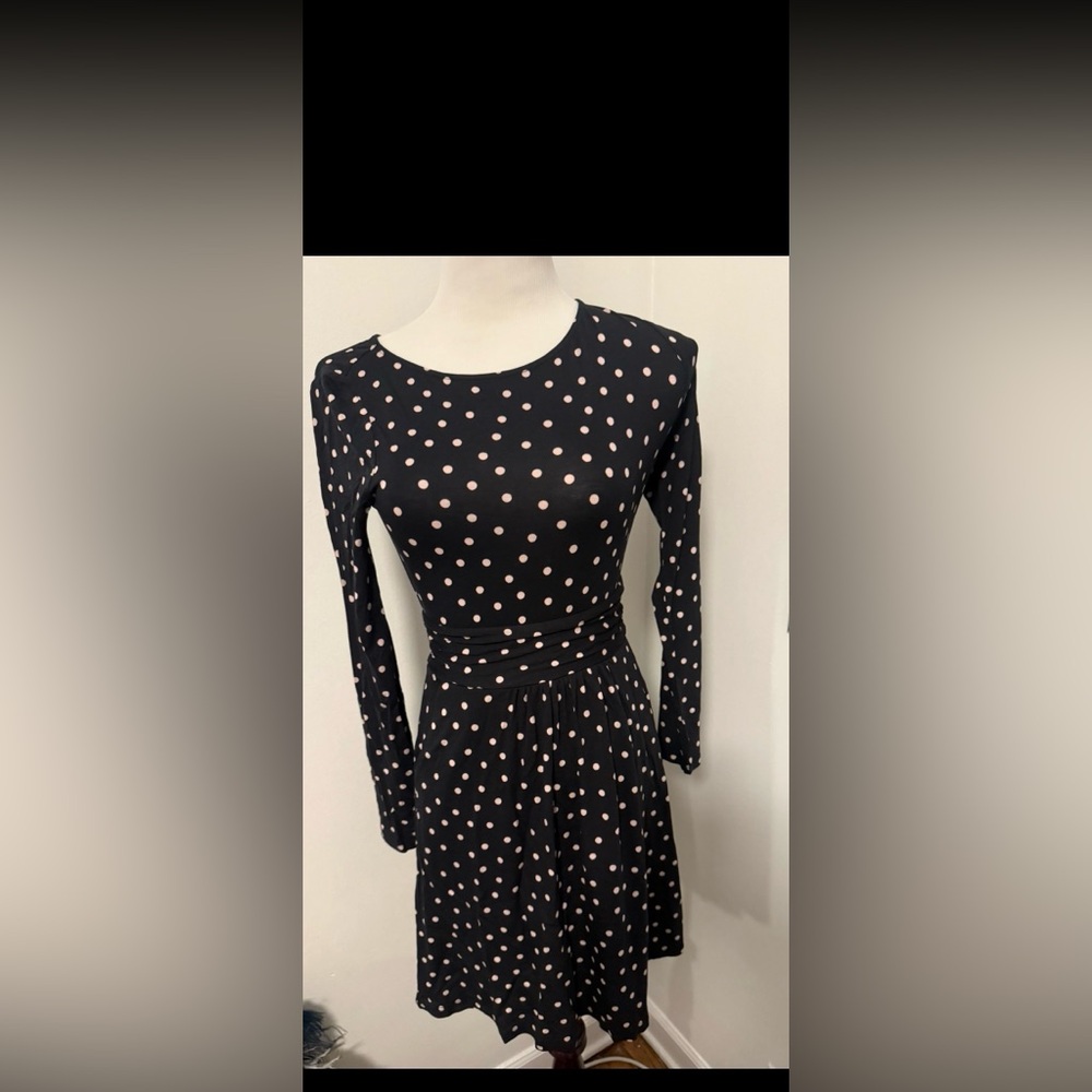Boden Black and Pink Polka Dot Long Sleeve Dress nwt 2P
